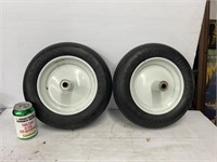 2 Flat free wheel barrow tires