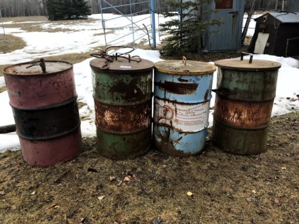 4 - Metal Barrels (3 c/w Removeable Lids)