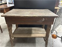 Primitive work table 30 in tall 34 in wide 21 1/2