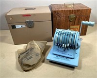 vintage blue paymaster & storage boxes