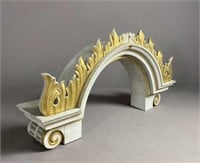 Architectural Church Arch Carved Wood Old Paint