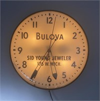 Bulova Jeweler's Lighted Bubble Glass Wall Clock