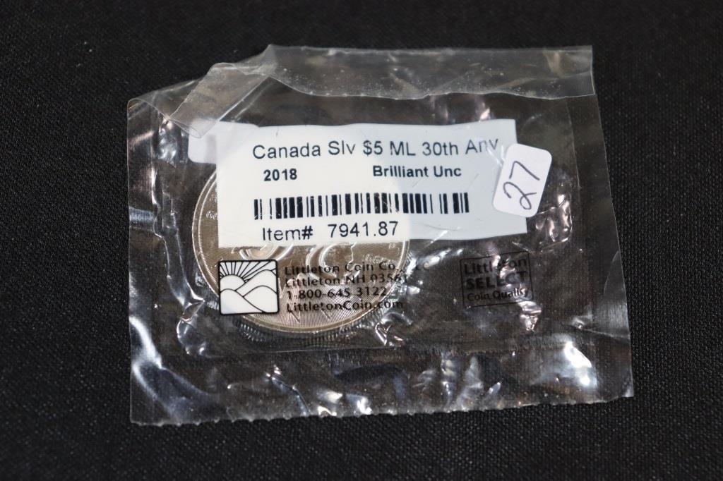 2018 Canadian Silver Maple Leaf - Littleton Coin C