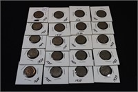 Lot - 20 Indian Head Buffalo Nickels