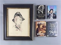 Quentin Crisp Signed Novels and Lithograph