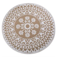 DII Taupe Round Indoor/Outdoor Oriental Area Rug