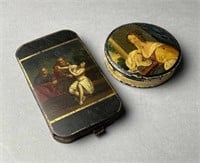 Papier Mache Snuff Box & Cigar Case 19th Century