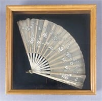 Handpainted Silk Wedding Fan Circa 1906