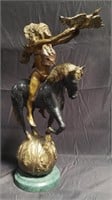 Bronze sculpture of woman and horse by Ione Citrin