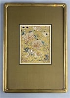 Framed Chinese Embroidered Silk Panel Butterfly