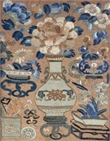 Framed Chinese Embroidered Silk Panel Bogu Motif