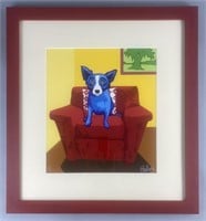 Signed Rodrigue Blue Dog "Watching the Game"