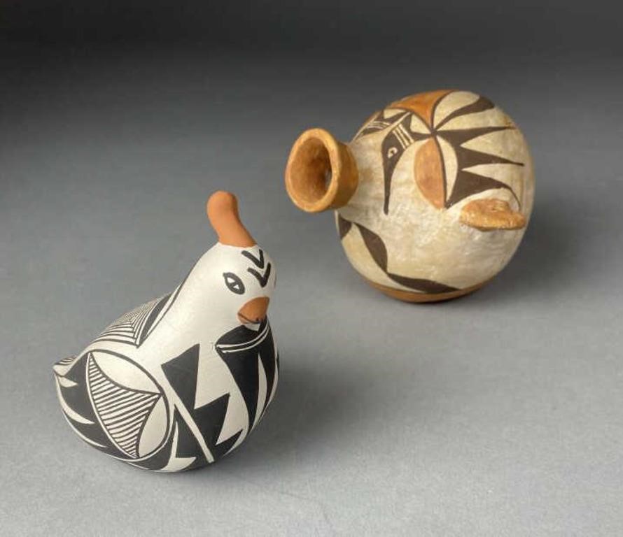 2 Native American Acoma Pottery Pieces