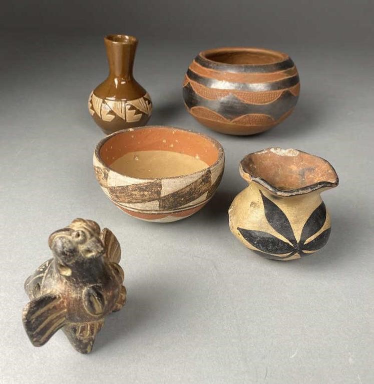 5 Pieces of Native American Polychrome Pottery