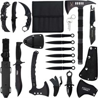 $115  15pc Tactical Set: Knives  Axes  Tools