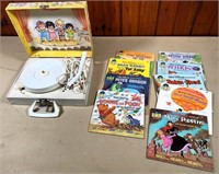vintage Disney books & records w/ record player
