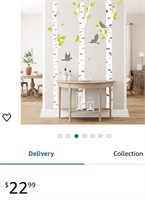 decalmile Large Birch Trees Wall Stickers White