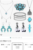 Finrezio Turquoise Jewelry Set For Women Bohemian