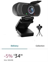 HD Webcam 1080P with Microphone, PC Laptop