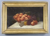 American School Oil on Canvas Fruit Still Life