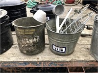 Pail, Metal Container, 4 Ladels &