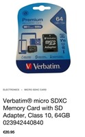 Verbatim® micro SDXC Memory Card with SD Adapter,
