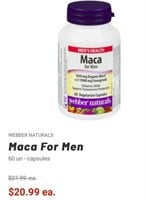Webber Naturals Maca for Men, 60 Capsules, Vegan