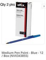 2 x Offix Medium Pen Point - Blue - 12