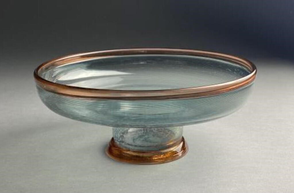 Studio Paran Art Glass Footed Centerpiece Bowl