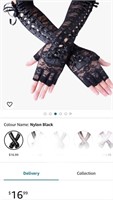 JISEN Womens Fingerless Gloves Elbow Lace Up