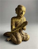 Carved Mandalay Style Buddhist Monk Figure