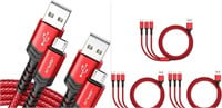 NEW $30 3PK 3-In-1 Chargers & 2PK Micro USB Cables