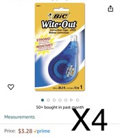 X4 Bic Wite Out Correction Tape