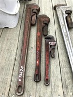 3 Ridgid Cast Pipe Wrenches (36", 34" & 14")