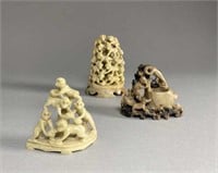Three Chinese Soapstone Monkey Carvings