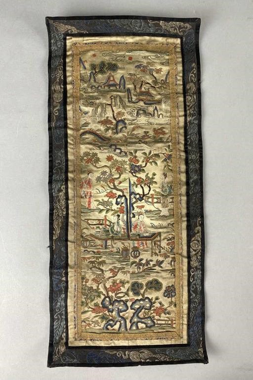 Antique Chinese Embroidered Silk Panel