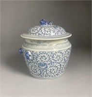 Chinese Blue & White Kamcheng Jar
