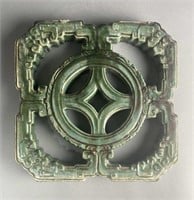 Chinese Ru-Yi Coin Green Architectural Tile