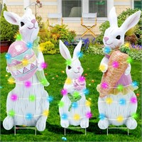 $25  3 PCS Large Easter Yard Signs  Bunny Decor