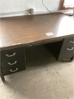 5 foot metal desk with wood top