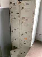 Set of 10 small lockers, some coin operated