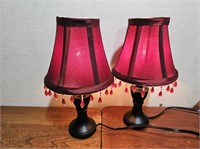 Pair RED Night Stand Lamps #CS GWO @6inAx11inH