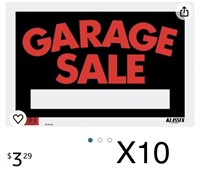 X10 8" x 12" Garage Sale Sign