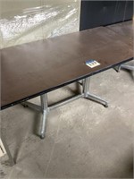 5 foot metal table with wood top