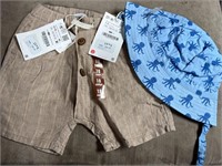 12-18M Zara linen striped pants and octopus hat