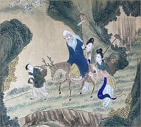 Chinese Water Color Figures on a Journey