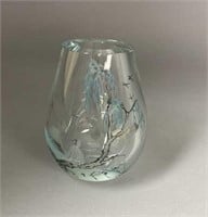 Heavily Engraved Asian Signed Crystal Vase