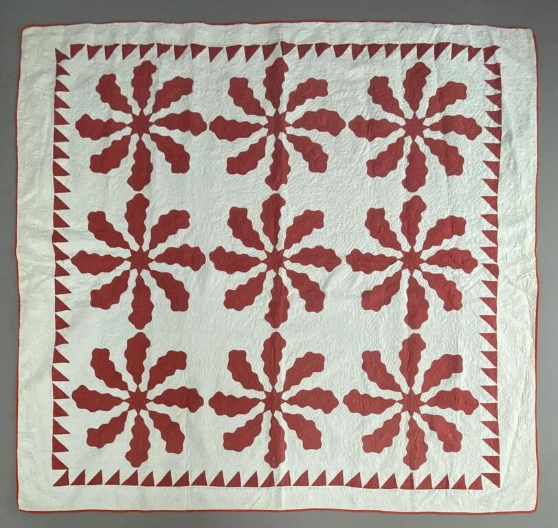 Hand Made Red and White Antique Quilt