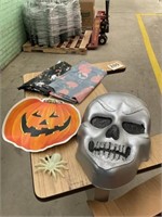 Box of Halloween decorations