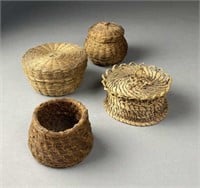 4 Antique Woven Baskets